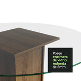 Mesa de Comedor Circular con Tapa de Vidrio 5325 Marrón