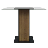 Mesa De Comedor Madesa Cuadrado con Tapa de Vidrio 5332A Negro/Marrón