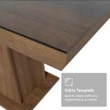 Mesa de Comedor Rectangular Tapa con Borde Biselado y Vidrio Sobrepuesto Marrón 5364 Madesa