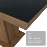 Mesa de Comedor Rectangular Tapa con Borde Biselado y Vidrio Sobrepuesto Marrón/Negro 5364 Madesa