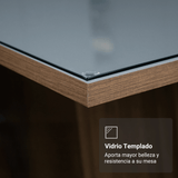 Mesa de Comedor Rectangular Tapa de Vidrio Marrón/Gris Tablero de Vidrio 5364 Madesa