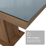 Mesa de Comedor Rectangular Tapa con Borde Biselado y Vidrio Sobrepuesto Marrón/Gris 5364 Madesa