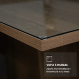Mesa de Comedor Rectangular Tapa de Vidrio Marrón/Crema 5383 Madesa