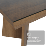 Mesa de Comedor Rectangular Tapa con Borde Biselado y Vidrio Sobrepuesto Marrón 5389 Madesa