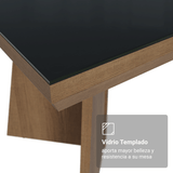 Mesa de Comedor Rectangular Tapa con Borde Biselado y Vidrio Sobrepuesto Marrón/Negro 5389 Madesa