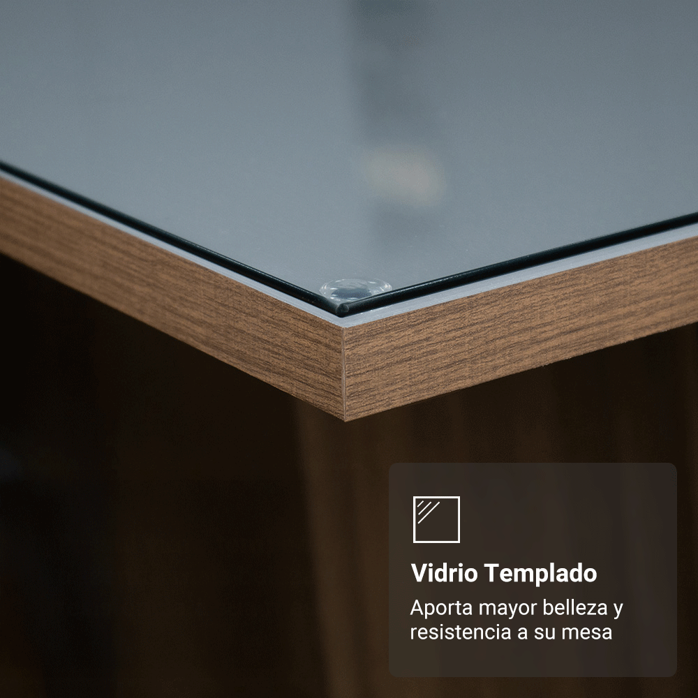 Mesa de Comedor Rectangular con Tapa de Vidrio 5389 Marrón/Gris