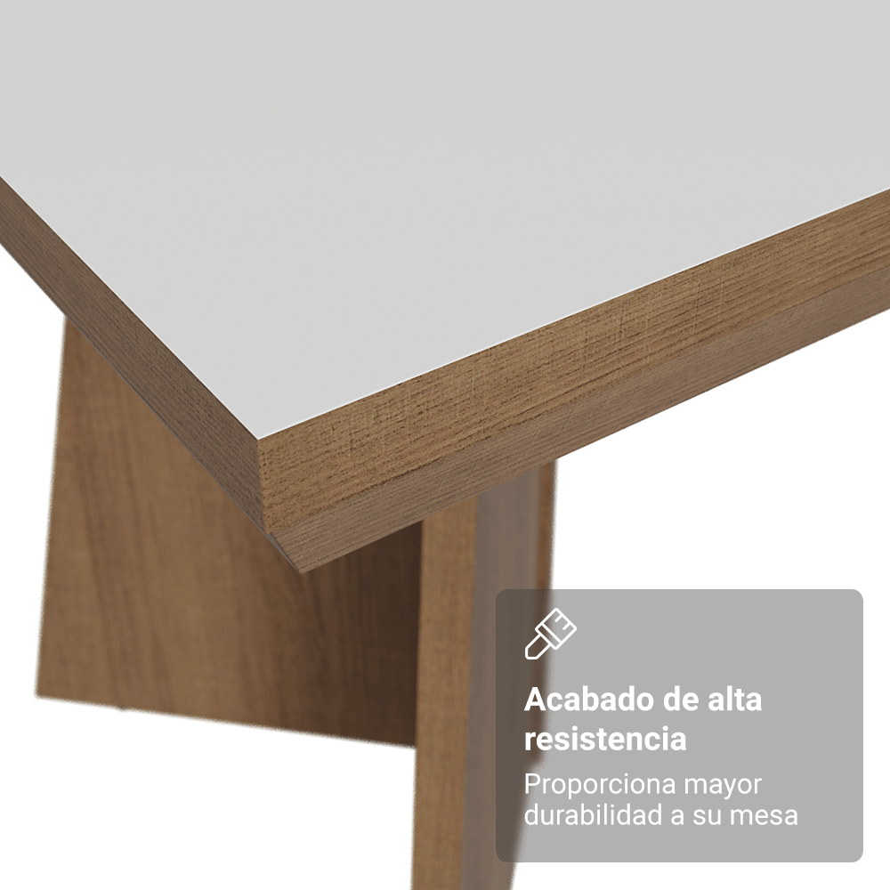 Mesa de Comedor Rectangular Tapa con Borde Biselado Marrón/Blanco 5389 Madesa