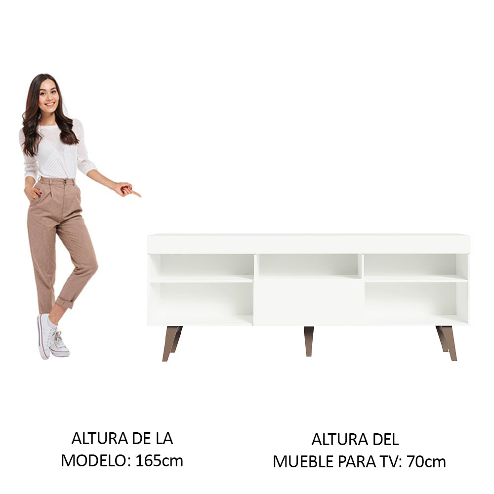 Rack para TV de hasta 75 pulgadas Lille Madesa 180 cm 1 Puerta Blanco