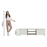 Rack para TV hasta 80 pulgadas 180 cm 2 Puertas Linz Blanco/Marrón