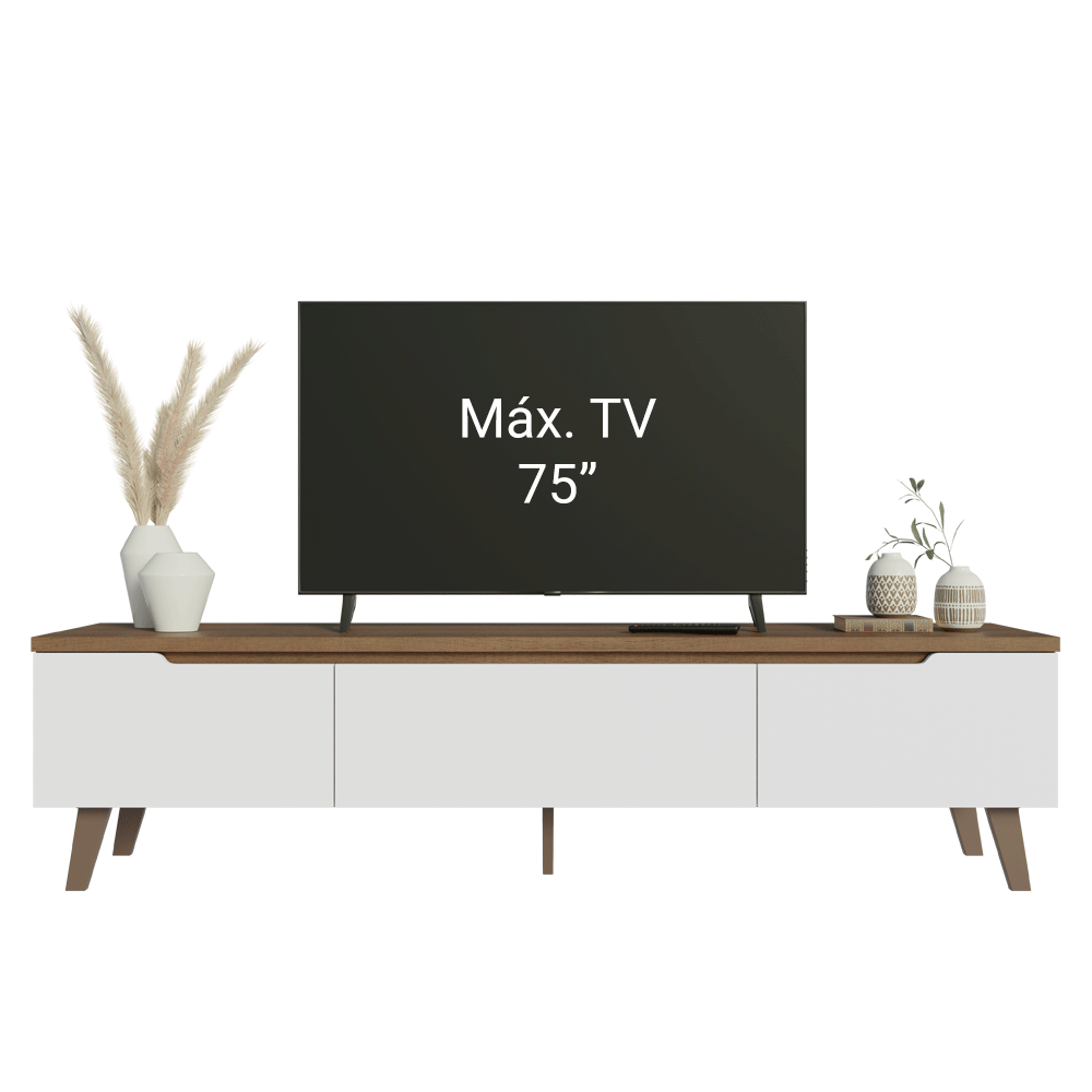 Rack para TV hasta 75 Pulgadas 180 cm 2 Puertas 1 Cajón Marrón/Blanco Dune Madesa