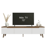 Rack para TV hasta 75 Pulgadas 180 cm 2 Puertas 1 Cajón Marrón/Blanco Dune Madesa