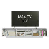 Rack Flotante para TV hasta 80 Pulgadas 218 cm 2 Puertas Blanco/Marrón Glamy Madesa