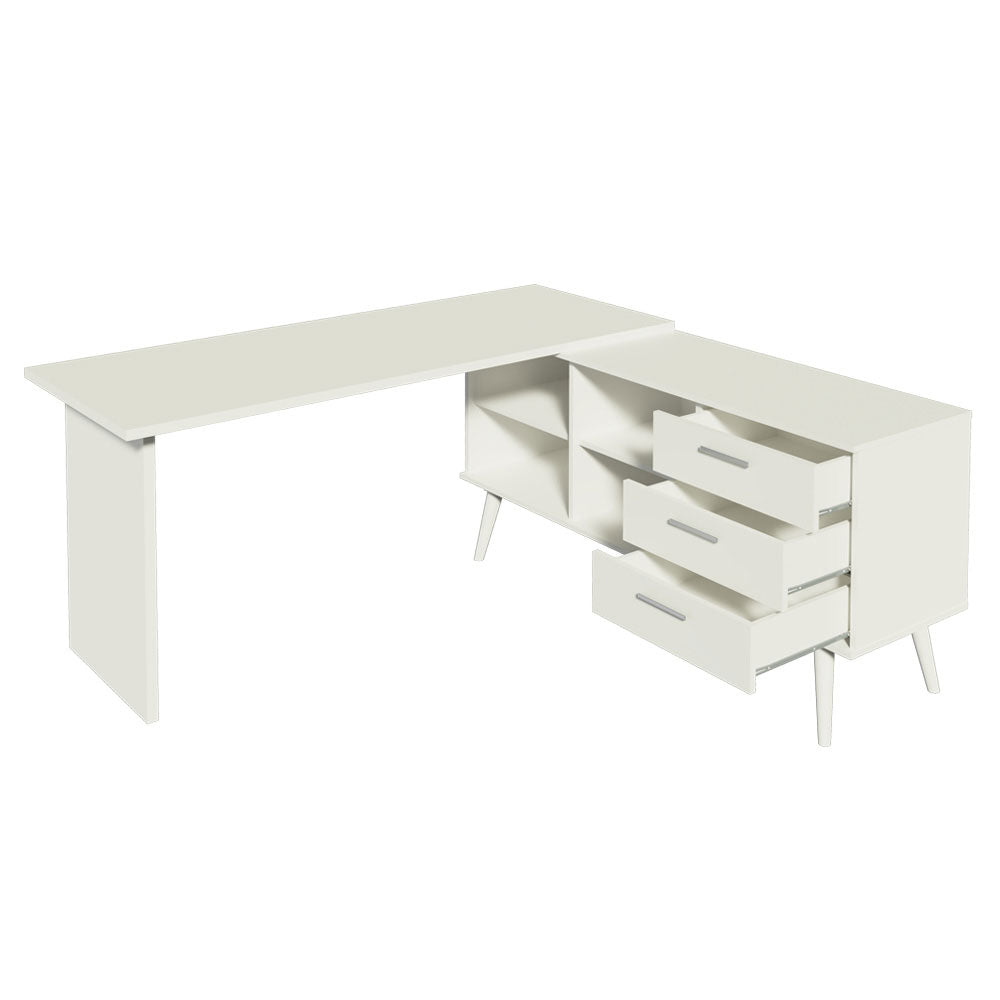 Escritorio Esquinero 302 cm 3 Cajones Blanco Madesa