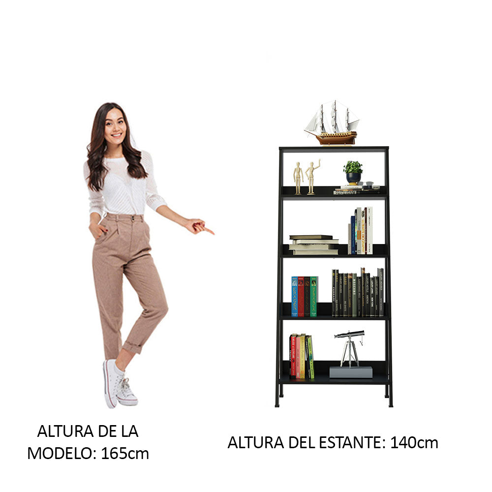 Mueble Biblioteca Librero con 4 Niveles Negro