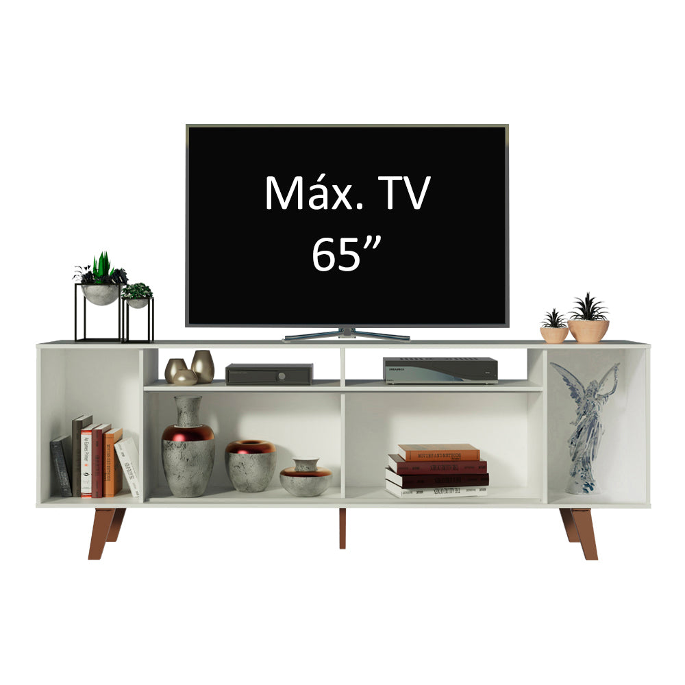 Rack para TV hasta 65 Pulgadas Madesa Cancun con Patas Blanco/Marrón