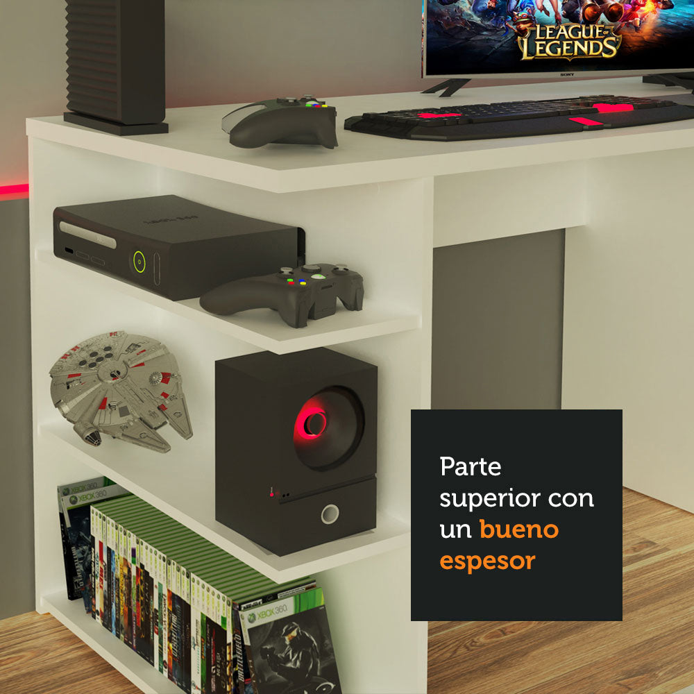 Escritorio Gamer 136 cm Blanco Madesa