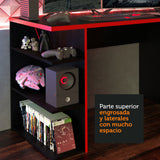 Escritorio Gamer Para PC y Consola Negro/Rojo