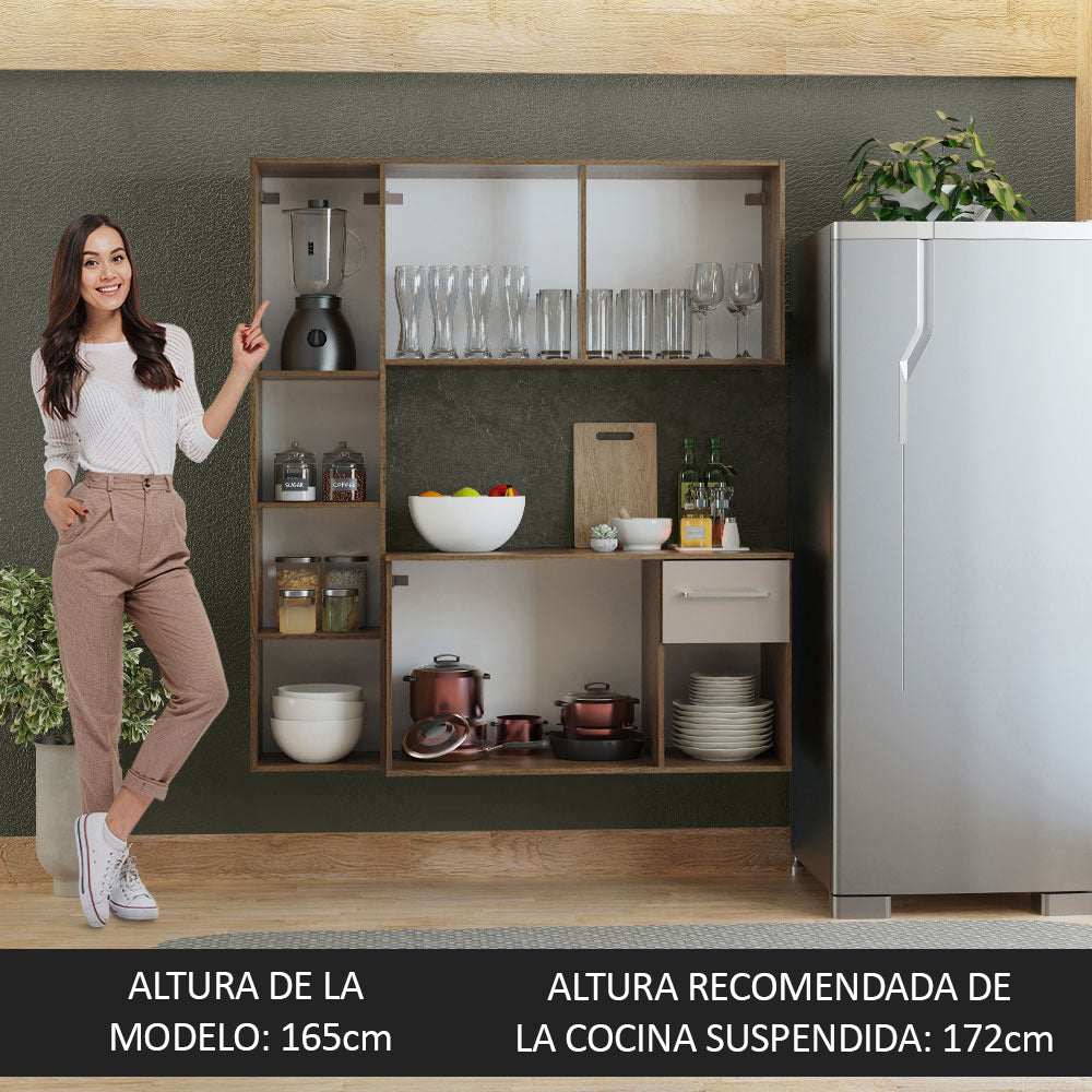 Cocina Compacta 120 cm 4 Puertas y 2 Cajónes Marrón/Crema Easy Madesa