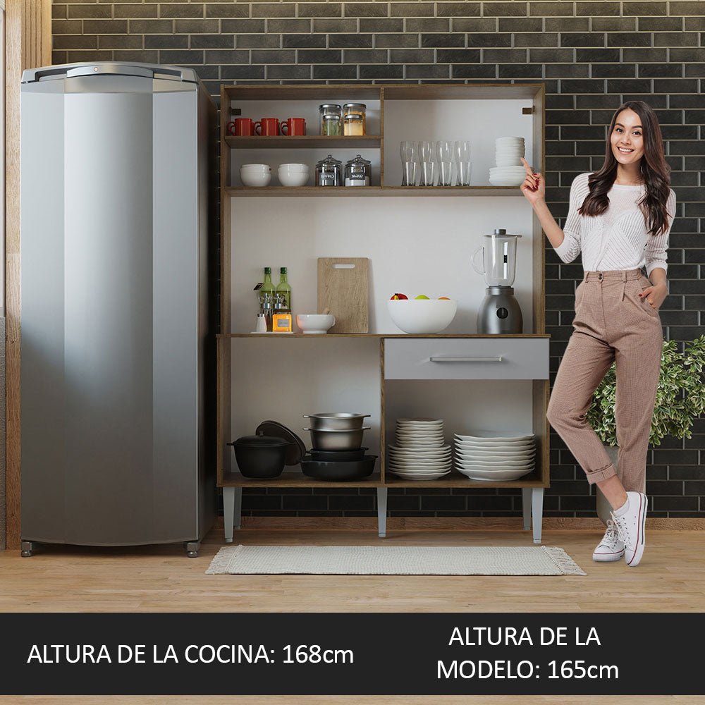 Combo completo de Cocina 120cm Marrón/Gris Life