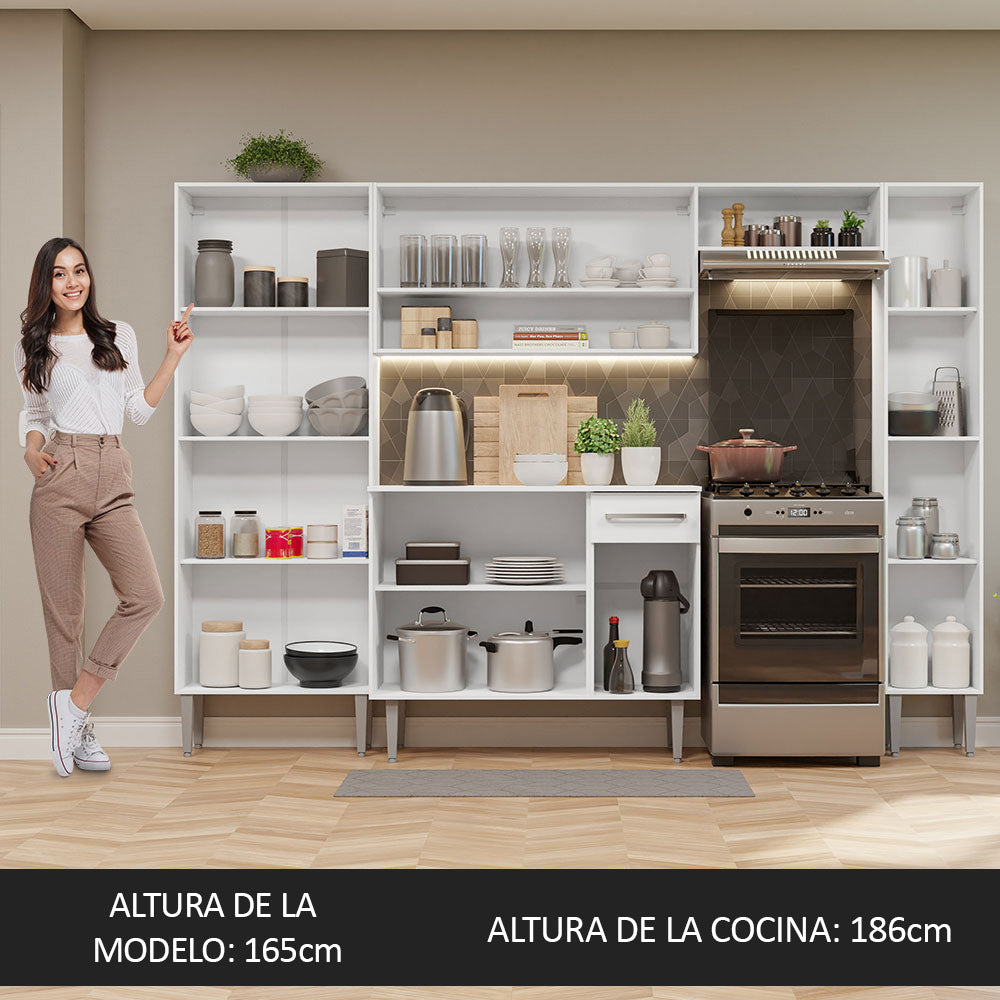 Combo Completo de Cocina 261cm Blanco Emilly Hit Madesa