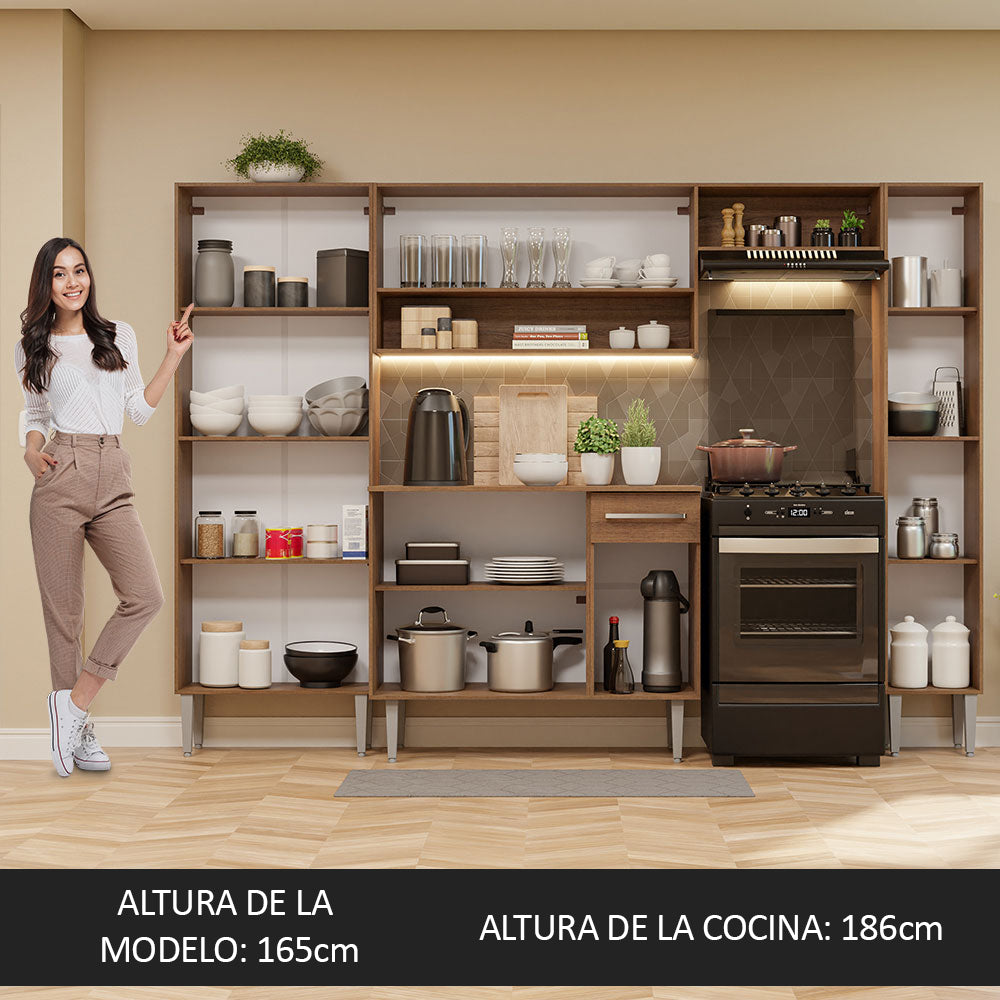 Combo completo de Cocina 261cm Emilly Hit Marrón/Negro