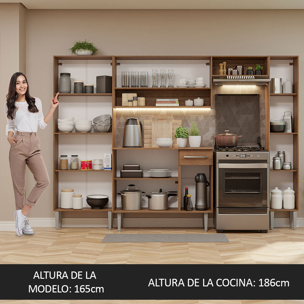 Combo completo de Cocina Emilly Hit 261cm Marrón/Blanco