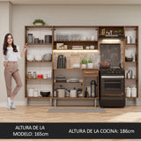 Combo Completo de Cocina 261cm Marrón/Gris Emilly Hit Madesa
