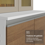 Kit Bajo Mesada + Cristalero 60 cm Smart 100% MDF Blanco/Marrón/Crema