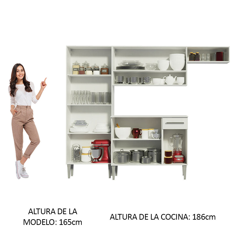 Combo completo de Cocina 229 cm 1 Cajón 9 Puertas Emilly Blanco