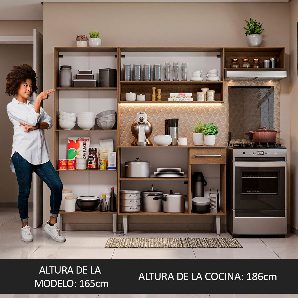 Cocina Compacta 229cm Marrón/Blanco Emilly Top
