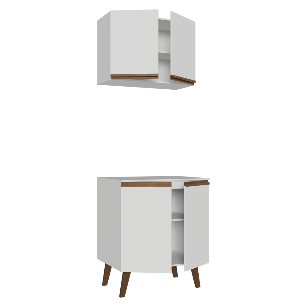 Kit de Cocina con Alacena y Mueble Bajo 70 cm Blanco Pieta Madesa