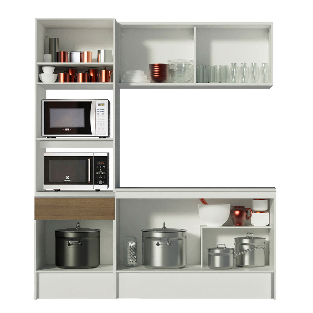 Cocina Compacta 180cm Blanco/Marrón Diamante 86