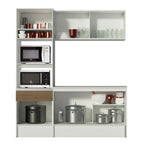 Cocina Compacta 180 cm 5 Puertas y 2 Cajónes Blanco/Marrón Diamante Madesa