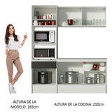 Cocina Compacta 180 cm Blanco/Negro Diamante Madesa 86