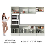 Combo Completo de Cocina 240 cm Blanco/Negro Topazio Madesa