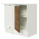 Bajo Mesada Cocina Esquinera 100% MDF con Mesada 1 Puerta Blanco/Marrón Smart Madesa