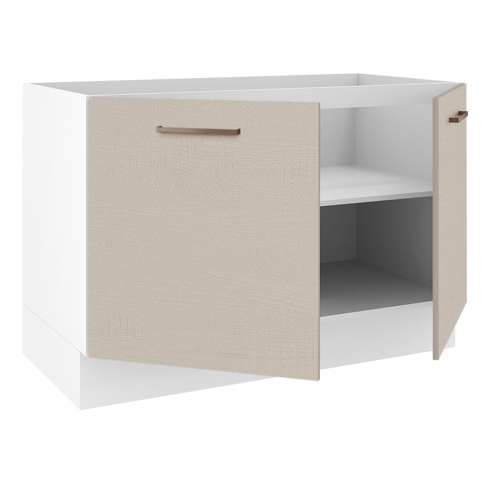 Bajo Mesada Cocina 120 cm x 60 cm, 2 Puertas Agata Blanco/Crema