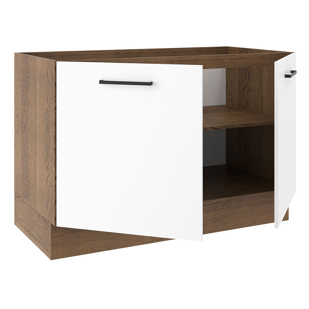 Bajo Mesada Cocina 120 cm x 60 cm, 2 Puertas Agata Marrón/Blanco