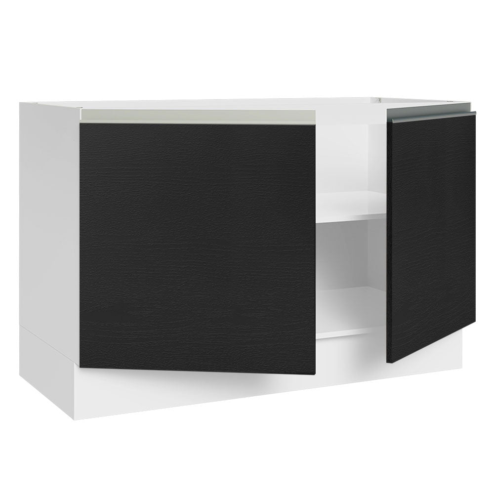 Bajo Mesada Cocina 120 x 60 cm 2 Puertas (Sin Mesada) Blanco/Negro Glamy Madesa