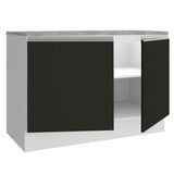 Bajo Mesada Cocina 120 x 60 cm 2 Puertas (Con Mesada) Blanco/Negro Glamy Madesa