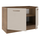 Bajo Mesada Cocina 120 cm x 60 cm, 2 Puertas Agata Marrón/Crema