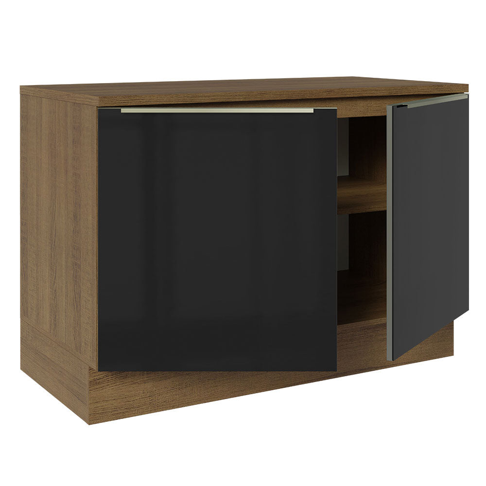 Bajo Mesada Cocina 120 cm x 60 cm, 2 Puertas (Con Mesada) Lux Marrón/Negro