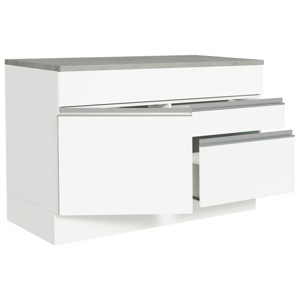 Bajo Mesada Cocina 120 x 60 cm 1 Puerta 2 Cajones Blanco (Con Mesada) Glamy Madesa