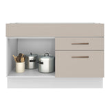 Bajo Mesada Cocina 120 x 60 cm 1 Puerta 2 Cajones Blanco/Crema (Sin Mesada) Agata Madesa