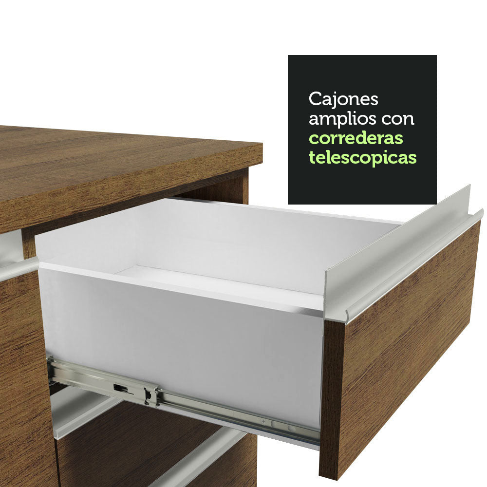 Bajo Mesada Cocina 120 x 60 cm 1 Puerta 2 Cajones Marrón (Con Mesada) Glamy Madesa