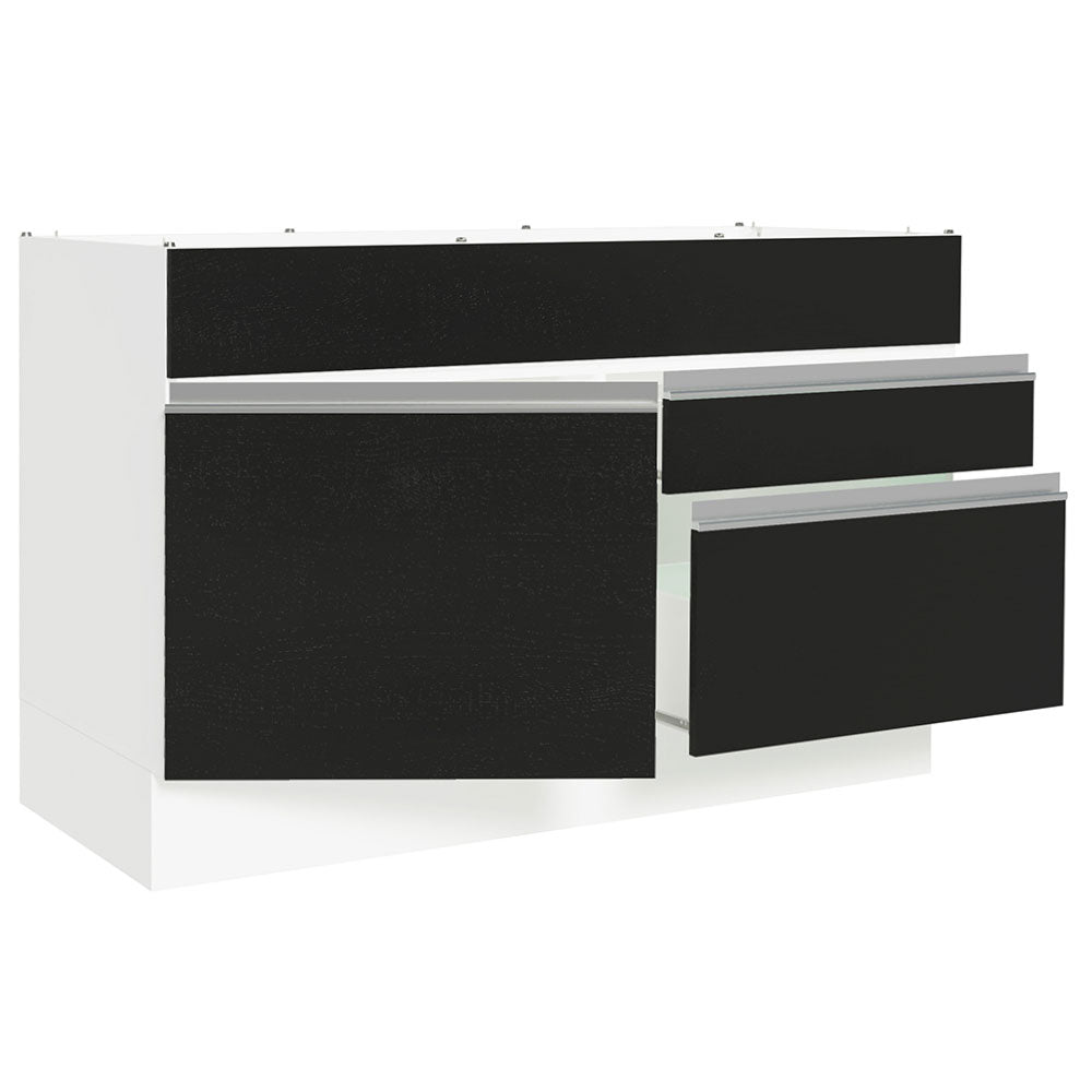Bajo Mesada Cocina 120 x 60 cm 1 Puerta 2 Cajones Blanco/Negro (Sin Mesada) Glamy Madesa