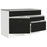 Bajo Mesada Cocina 120 x 60 cm 1 Puerta 2 Cajones Blanco/Negro (Con Mesada) Glamy Madesa