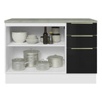 Bajo Mesada 120 x 60 cm 2 Puertas 3 Cajones Blanco/Negro Lux Madesa