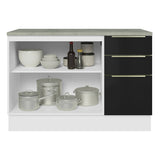 Bajo Mesada para Bacha 120 cm 2 Puertas 3 Cajones (Con Mesada) Lux Blanco/Negro