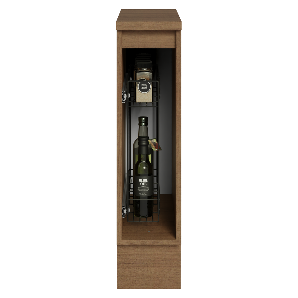 Bajo Mesada Especiero 20 cm X 60 cm, 1 puerta (Con Mesada), Marrón/Negro Lux Madesa